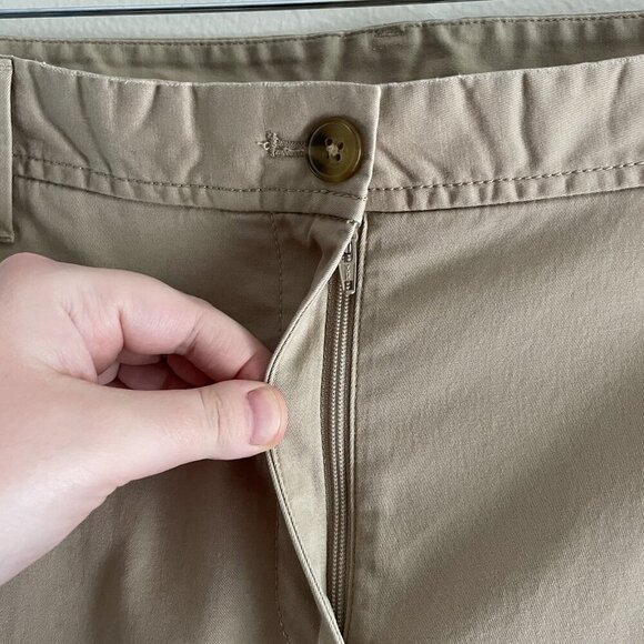 Talbots Sz 14 Tan Khaki Preppy Distressed Patches Relaxed Girlfriend Chino Pants - Picture 8 of 12